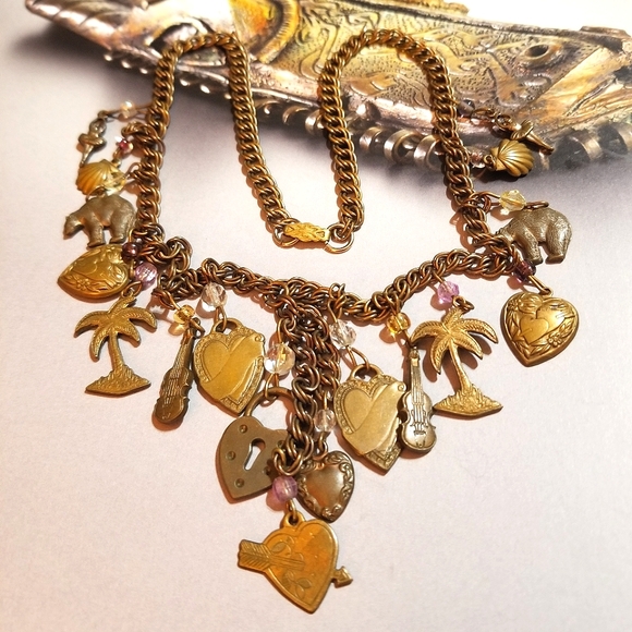 AMAZING Vintage Victorian  Revival Charm Necklace - Picture 7 of 7